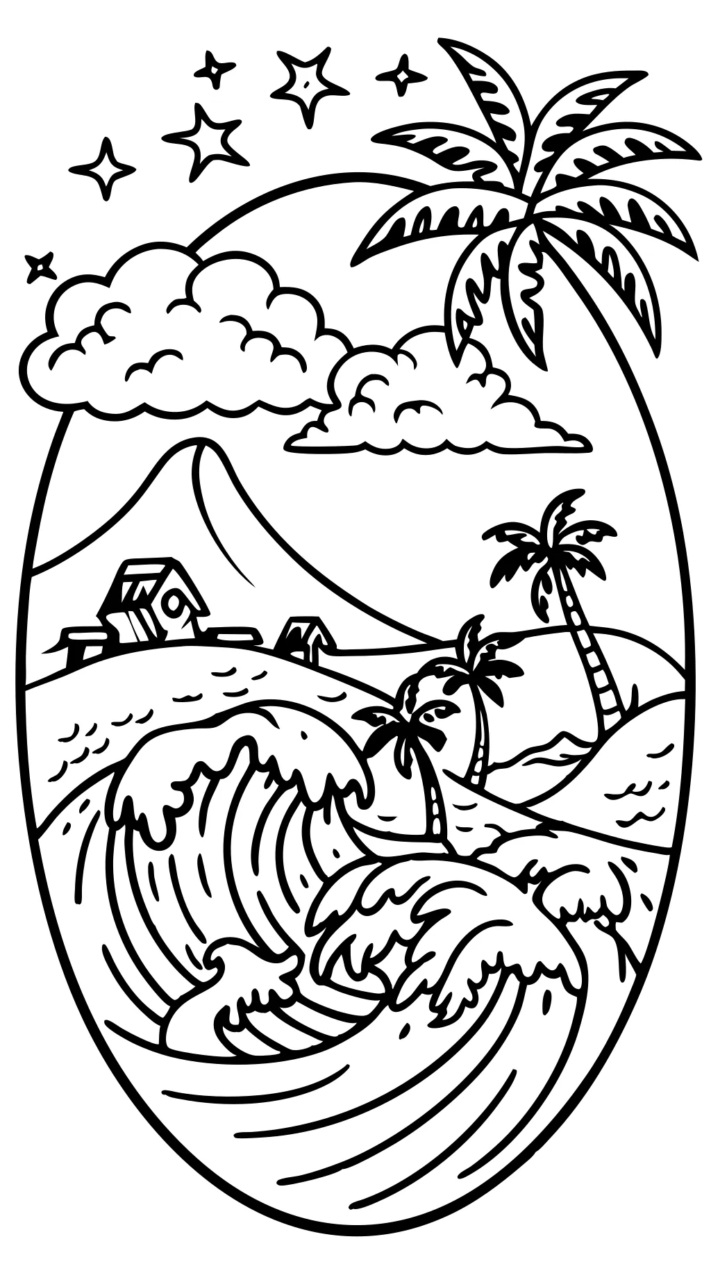 Página para colorear de tsunami